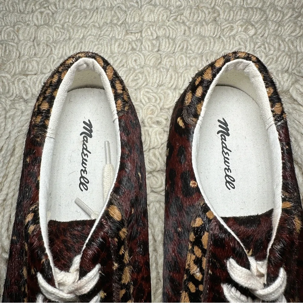 MADEWELL brown leopard colorblock calf hair Sidewalk low-top sneakers 6 NEW
